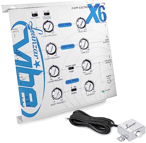 Lanzar VIBEX6 Vibe Red Cruzada electrónica de 3 vías con Control Remoto de subwoofer