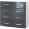 Vladon Sideboard Pavos, Kommode mit 4 Schubladen, Weiß matt/Grau Hochglanz (76 x 72 x 35 cm)
