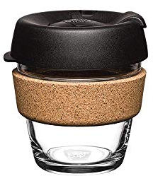 KeepCup Reusable Coffee Cup - Brew Tempered Glass and Natural Cork, XS 6oz/177ml - Black