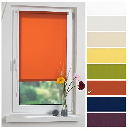 Liedeco® Rollo Klemmfix - 120 x 150 cm Terracotta (Breite x Höhe) / lichtdurchlässig Blickdicht und stufenlos verstellbar/leichte Innen-Montage ohne Bohren mit Klemmträger / 123 montiert