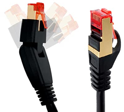 BIGtec Premium 0,5m 180° gewinkelt Patchkabel LAN Kabel Netzwerkkabel Ethernet Gigabit schwarz vergoldet RJ45 doppelt geschirmt kompatibel zu CAT5 CAT5e CAT6 CAT6a CAT7 CAT7a
