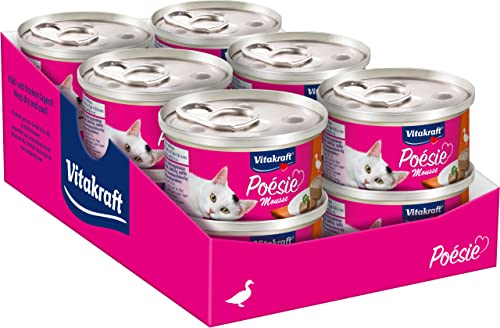 Vitakraft Poésie Mousse, Nassfutter Katze, luftige Mousse, mit Ente, ohne Zusatz von Zucker und Getreide (12x 85g)