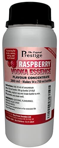 The Original Prestige - Raspberry Flavouring Essence Concentrate 280 ml – Add 20 ml into 750 ml – For Drinks and Beverages Mixers, HomeBrewing and More