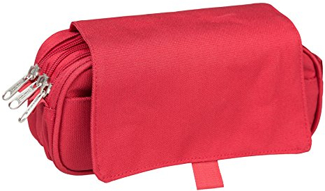Idena 21415 Faulenzer-Etui mit Klappe und 3 Fächern, 23 x 12 x 8 cm rot