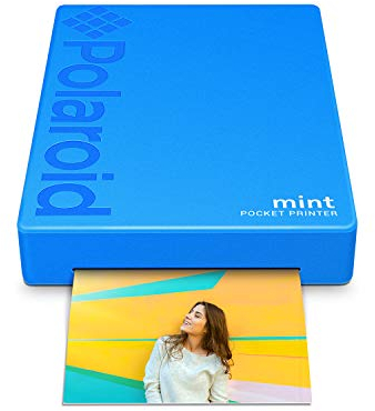 Polaroid Mint: Taschendrucker mit Zink-Papier. Bluetooth für Android- und iOS-Geräte. Druckt in selbstklebendem Zink-Papier 2x3- Blau