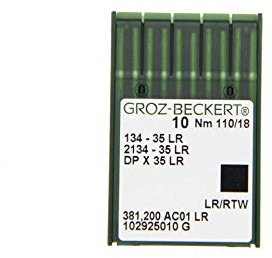 Groz-Beckert 10er Packung Nähnadeln (Ganzes Sortiment) (Auswahl) (134-35 LR|Rundkolben und Schneidspitze|Nm. 110/18)