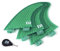 Eisbach Riders Surfboard FCS Fiberglass Honeycomb Fin Thruster Set mit Fin Key (Größe Small/Large) - Finnen Flossen für Surfbrett und SUP (Grün, G5 - Medium)