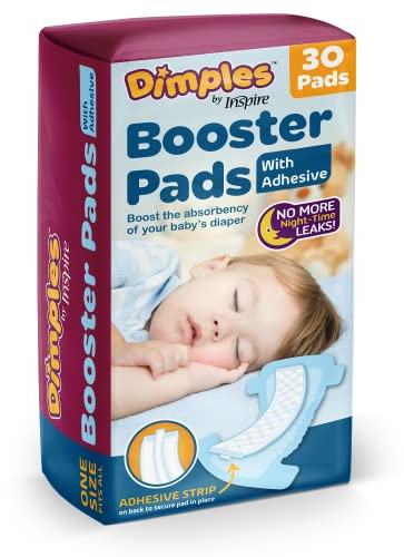 Dimples Booster Pads, Baby-Windeldoppelter mit Kleber – steigert die Saugfähigkeit von Windeln – kein Auslaufen mehr 30 Stück (mit Kleber für sicheren Sitz)