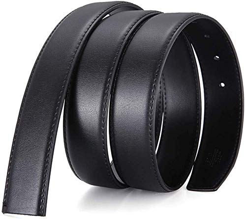 Nelbons Herren Gürtel Wechselgürtel Echt Leder ohne Schnalle Gürtel für Gürtelschnalle zum Wechseln, Breite 3.5cm, Black/Länge 125cm Geeignet für 28-43 Taille