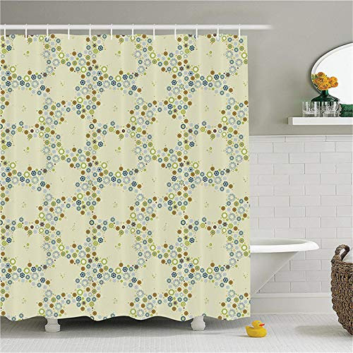 ZLWSSA 3D Waterproof Shower Curtain House Decor Set Vintage Old Fashioned Floral Pattern Silhouettes Briar Shrubs Wild Roses Retro 150x180cm