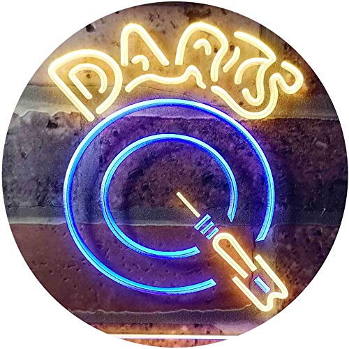 ADVPRO Dart Club Bar Pub Illuminated Dual Color LED Barlicht Neonlicht Lichtwerbung Neon Sign Blau & Gelb 600 x 400mm st6s64-i0541-by