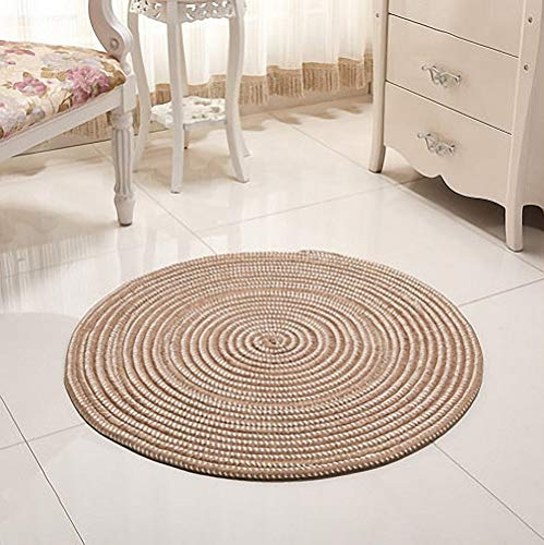 Nicole Knupfer Teppich Handmade Geflochten Rund Teppich Fur Wohnzimmer,Schlafzimmer,Badezimmer,Kinderzimmer Tatami Teppich (Beige,40x40cm)