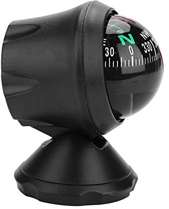 Nikou Autokompass, Bootskompass Tragbarer Elektronischer Verstellbarer Marine-Ball-Nachtsichtkompass Hohe Genauigkeit für Boote, Fahrzeuge, Wandern, Schwarz