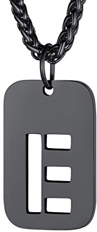 FindChic Personalisierter Kettenanhänger Militärischen Erkennungsmarke Buchstabe E Halskette mit kostenlos Schmuckbox