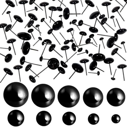 TOAOB 100 Stück Schwarz Glasauge mit Legierungsstift 3mm bis 12mm für Puppe Marionette