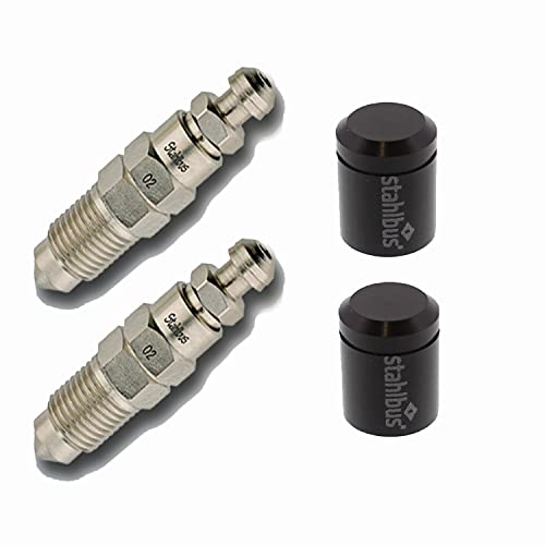 2X Stahlbus Schnell-Entlüfterschraube SB-110411 M10x1.0 mit Entlüftungsventil & Ventilkappe Schwarz