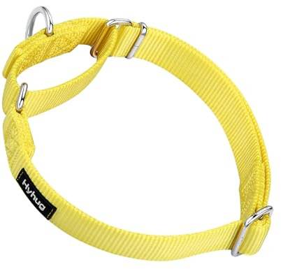 Hyhug Martingale Halsband für mittlere Hunde, Gelb, zugstopp | Robustes Nylon mit Zugstopp, fester Sitz für aktive Hunde. Ideal für Training & Park. Langlebig, verstellbar