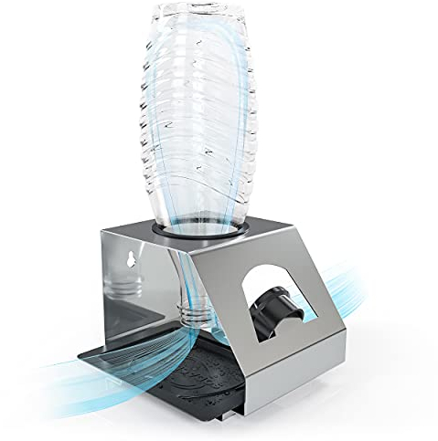 SODACLEAN® Premium Flaschenhalter mit Abtropfwanne - für SodaStream Duo Crystal Flaschen | aus hochwertigem Edelstahl - Abtropfhalter mit Deckelhalterung | Easy Fuse Power Emil UVM. (1er)