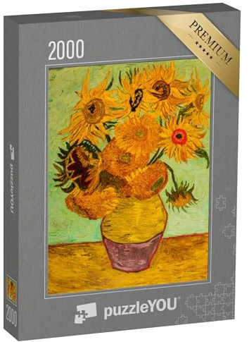 puzzleYOU: Puzzle 2000 Teile „Sonnenblumen, basierend auf dem Gemälde von Van Gogh“ – aus der Puzzle-Kollektion Künstler, Kunstwerke