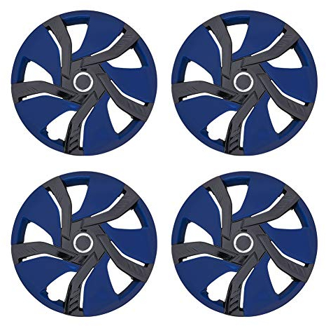 JSCARLIFE Auto Radzierblenden - 15 Zoll Fahrzeug Felge Skin Cover - Box 4 Stück Universal Radkappen (blau)