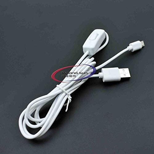 Reland Sun USB 2.0 to Micro USB Extension Cable with Click Button Power On Off USB Cable with Switch (White)