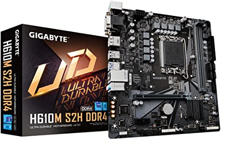 GIGABYTE H610M S2H DDR4 (H610/ Intel LGA 1700/ Micro ATX/DDR4/ Single M.2/ PCIe 4.0/ USB 3.2 Gen1/ Realtek GbE LAN/Carte mère)
