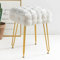 W&X Gewebter Gepolsterter Samt Sitzhocker,Moderne Make-up Stühle Hocker Für Wohnzimmer Schminktisch,Quadrat Sitzpouf Mit Gold Metal Legs-Beige 43x38x38cm(17x15x15inch)