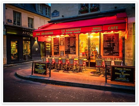Straßencafé in Paris Poster von Jim Nix 40 x 30 cm Rot Wandbilder Wanddeko