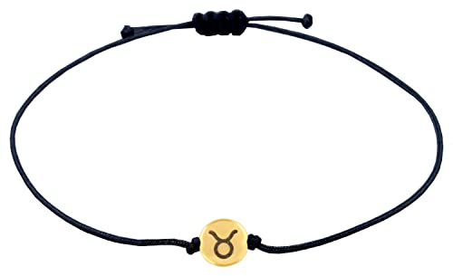 Selfmade Jewelry Armband Damen Sternzeichen Gold Größenverstellbares Makramee-Armkettchen Handgemacht Inkl. Geschenk-Verpackung (Stier)