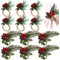 12 Juego Anillos Servilletas de Navidad, Kalolary Juego Hebillas Servilletas Navidad Servilleteros Bayas Rojas Conos Pino Agujas Servilleteros Suministros Vajilla Madera Decoración Mesa Cena Navideña