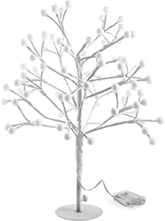 H&H 8842900 Weihnachtsbaum aus Kunststoff und Metall mit 84 LEDs, Farbe Weiß, 55 cm. Batterien 3 x AA 1,5 V Nicht im Lieferumfang enthalten. Weihnachtsdekoration, Feier, 55 cm