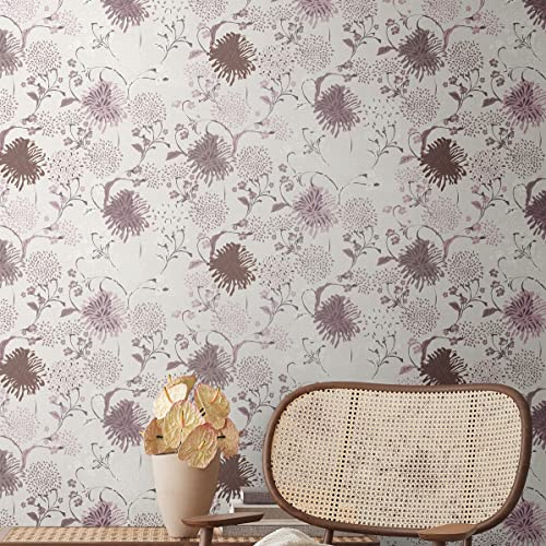 Livingwalls House of Turnowsky 389001 Wallpaper Floral White Purple Non-Woven Wallpaper 10.05 m x 0.53 m Made in Germany