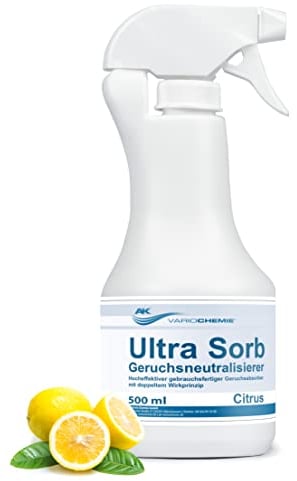 ULTRA SORB Citrus Geruchskiller - Geruchsneutralisierer für Extremfälle - Geruchsentferner absorbiert hartnäckige Gerüche - Geruchsvernichter direkt anwendungsbereit - AK VARIOCHEMIE, Made in Germany
