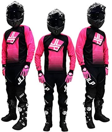 JLP RACING Tuta Pantaloni Maglia Guanti Moto Cross Quad Enduro MTB BMX MTB Bambino Stripes Rosa XXL
