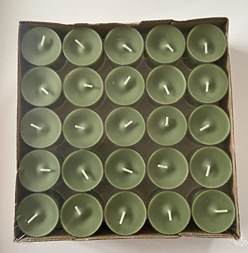 Løgum Kloster Lys Dänisch Nightlights, Teelichter 50er Box transparente Hülle Brenndauer +/- 8 Std. (Olivgrün 89P)