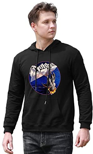 YUNDONG Men's Dokken Tooth and Nail Printed Hoodies Long Sleeve Pullover Loose Hoody Sweatershirt Black XL