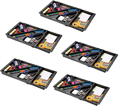 STEY ACCESORIOS Extendible Desk Organiser Drawer Organiser Trays Office Organiser Marker Pens Extendable 32.8cm to 45cm (5 Pack)