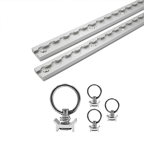 LABT Aluminium Airlineschienen Set mit Fittingen. 2X 1m Schienen 4X Zurrösen Eckige Airlineschiene zur Ladungssicherung für Anhänger, LKW, Wohnmobile - eloxierte Zurrschiene (Set 6)