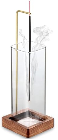 Quemador Incienso Madera cenicero, Soporte de Incienso de Madera, Soporte para Varilla de Incienso de Madera, con Coleccionista de Cenizas Perfumadas, Adecuado para Dormitorios, Salas de Meditación