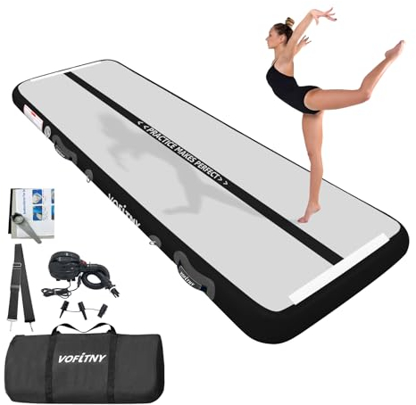 VOFiTNY Aufblasbare Turnmatte 20 cm Dicke Gymnastikmatte 4 m Trainingsmatte Tumbling Matten für den Hausgebrauch/Park und Wasser Yoga Airmatte