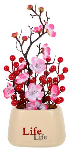 Amosfun Chinesischer Neujahrs-Bonsai Mit Roten Beeren Frühlingsfest Roter Bonsai-Baum Feng-Shui-Geldbaum Glücksbaum Für Reichtum Und Glück