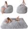 MAXYOYO Riesiges Sitzsackbett – umwandelbar vom Sitzsack zum Bett – großes Sofa mit Plüschbezug und Flauschiger Füllung im Lieferumfang enthalten, für Erwachsene, Paare, Gäste (Grau, Doppelt)