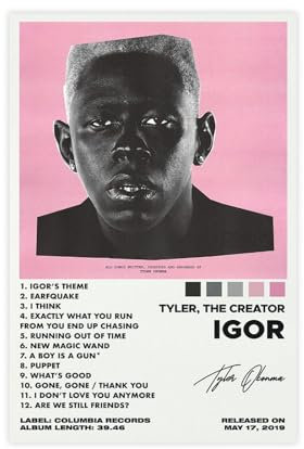Yeepi Tyler The Creator-Poster, Igor-Tracklist-Album, Poster, Leinwandposter, Wandkunst, Dekordruck, Bild Gemälde für Wohnzimmer, Schlafzimmer, Dekoration, ungerahmt, 40 x 60 cm