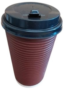 Suprills 16 oz Kraft Strong Ripple Disposable Coffee Cups with Lids - Triple Wall Insulated Coffee Cup Set, Leak Proof Lids - Coffee Cups for Hot Beverages, Takeaway Drinks