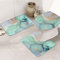 OPSREY Badteppich, weich, rutschfest, mit buntem Marmor-Motiv, 3er-Set – Silhouettenmatte + WC-Bezug + Badematte