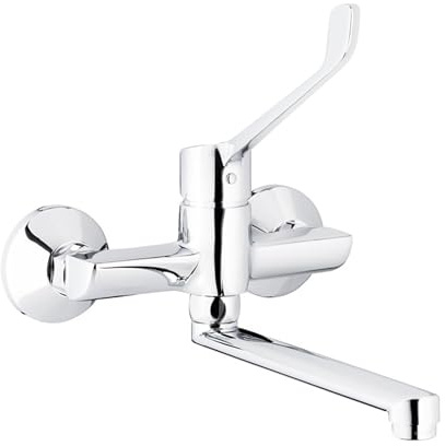 Medizinische Hygienearmatur Küchenarmatur Wandarmatur Spülbecken Küchen Wasserhahn mit langem Hebel, Arztgriff zur Ellenbogen Bedienung, für Klinik, Arztpraxis, Labor und Werkstatt
