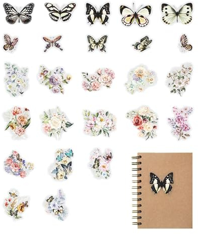 Wpsagek Schmetterling-Planer-Aufkleber, Scrapbook-Schmetterling-Aufkleber,50 Stück Album-Ästhetische Klebeaufkleber | -Kunsthandwerksbedarf, Journaling-Materialien für Computer, Tablet,