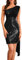 GRACE KARIN Damen One Shoulder Paillettenkleid Ärmelloses Wickelkleid Partykleid Schwarz Größe 36