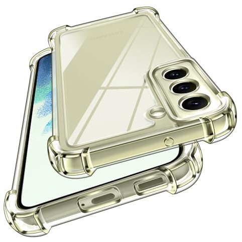 ivoler Nie Vergilbung Klar Hülle für Samsung Galaxy S21 FE 5G (Nicht für Samsung S21) mit Stoßfest Schutzecken, [Militärstandard] Stoßfest Transparent Schutzhülle Dünn Durchsichtige Handyhülle Case