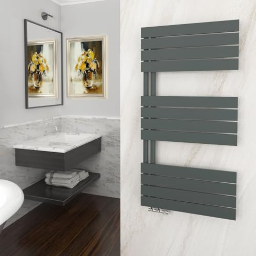 GY Bath Badheizkörper 1200x600mm, Anthrazit Handtuchhalter Heizkörper Flach, Handtuchheizkörper mit Seitenanschluss Handtuchwärmer Handtuchtrockner